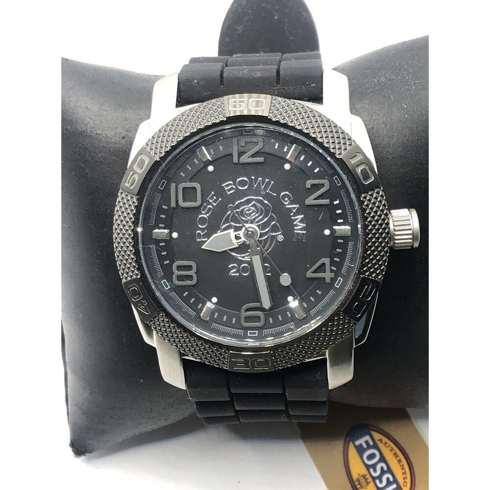 Fossil PR2003 Men's Silicone Analog Black Dial Quartz Genuine Wrist Watch OP423